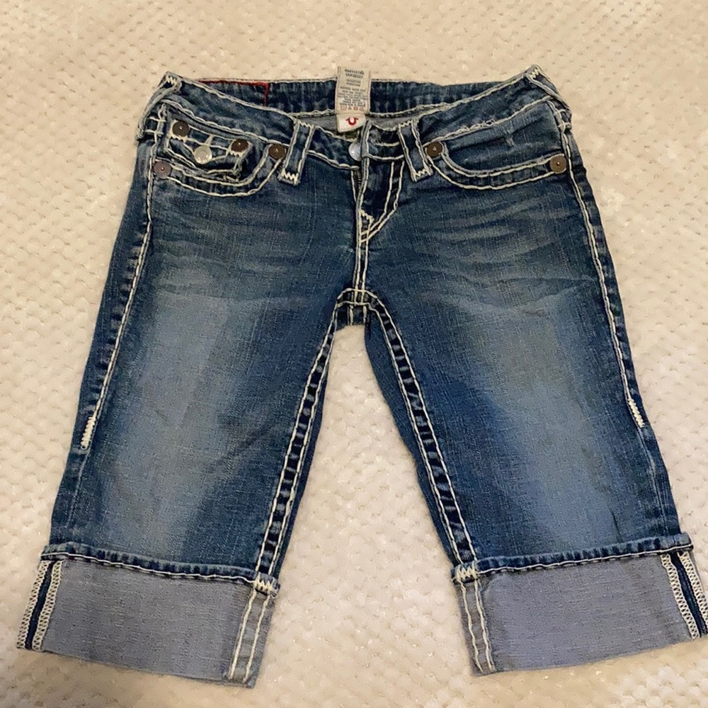 True religion denim shorts